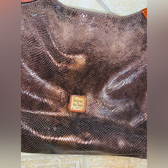 DOONEY BOURKE metallic leather hobo snakeskin  purse - Picture 6 of 16